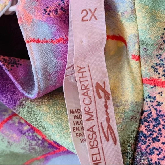 MELISSA MCCARTHY SEVEN7 Plus Size 2X Plaid Pastel Tunic Top Blouse Pockets - Picture 8 of 11